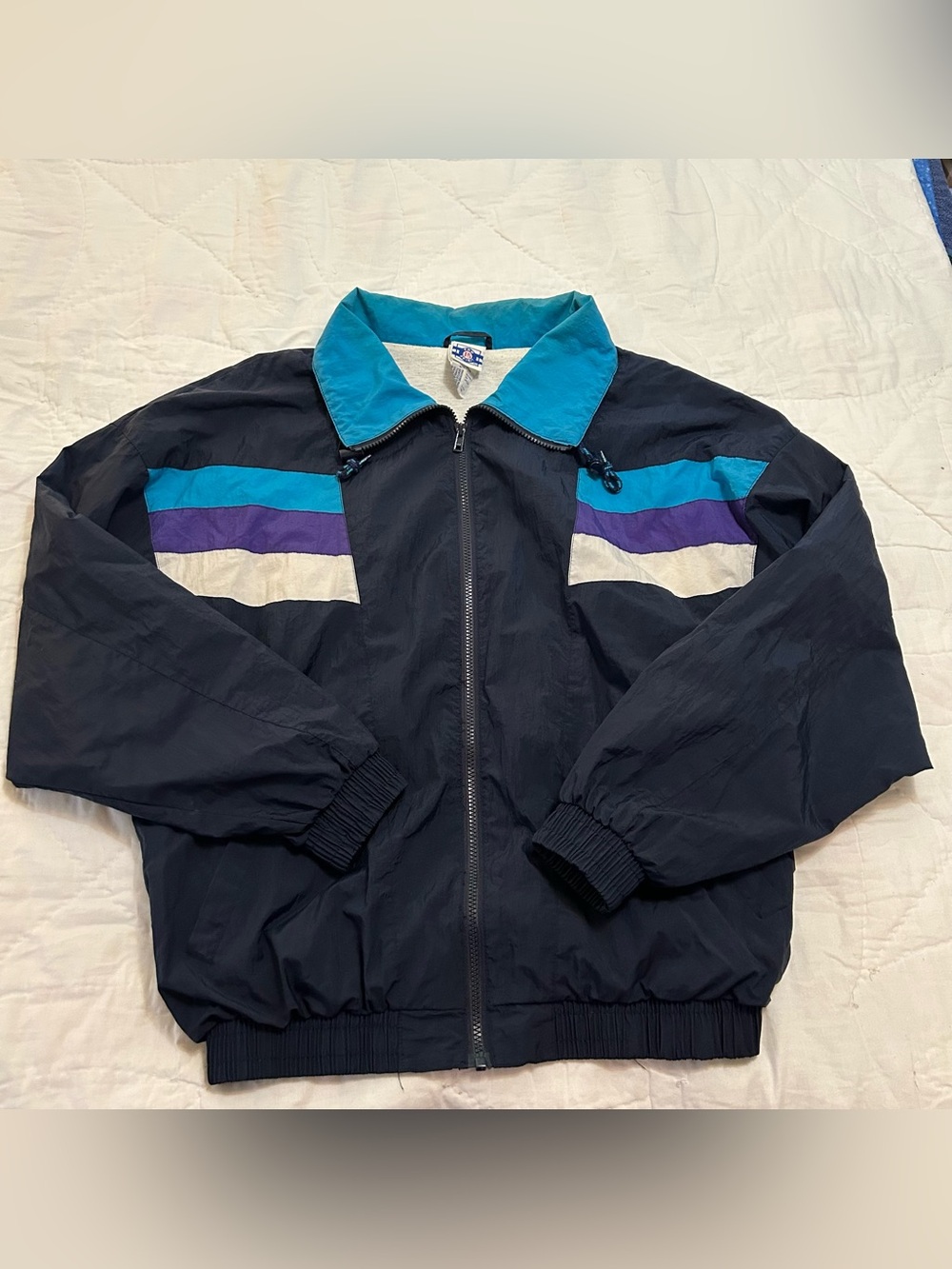 VTG 90s Pro Spirit Track Jacket Full Zip Unisex L Colorblock Navy Slouchy Sporty
